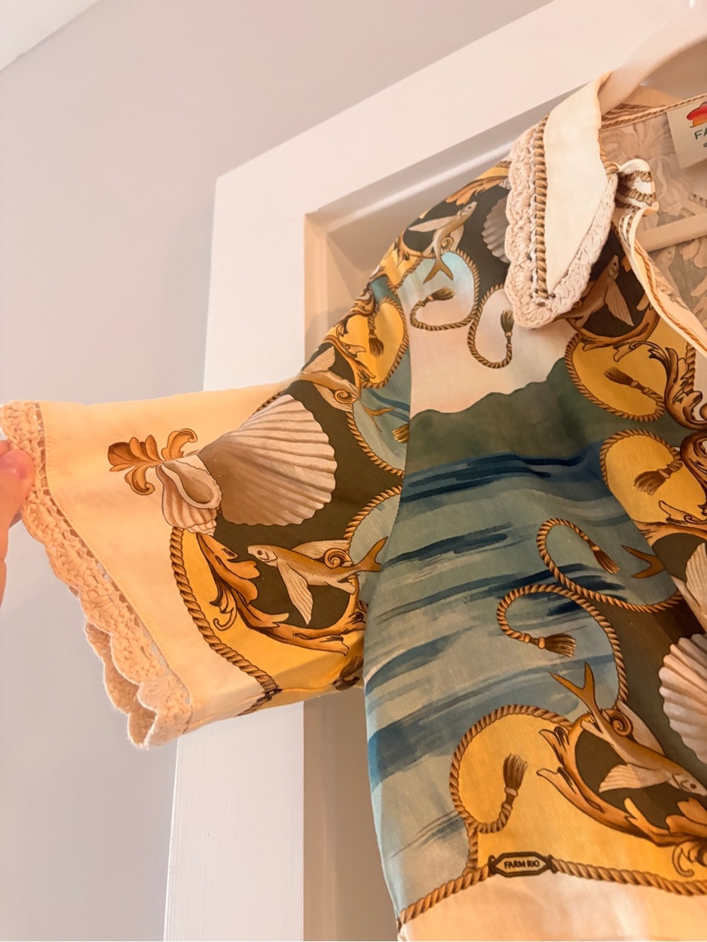 Farm Rio Off-White Royal Sea Collared Midi Dress - Picture 4 of 5